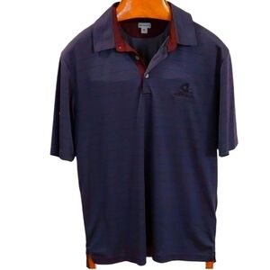 Ashworth Golf Polo Shirt Striped Navy Blue Burgundy M EUC